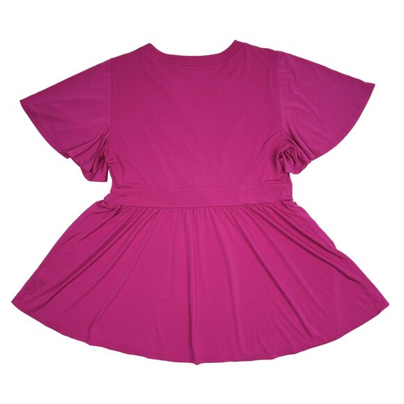 torrid Studio Knit Choker Neck Surplice Babydoll Top in Festival Fuschia Size 1X - Picture 4 of 7